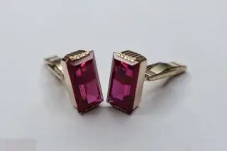 №32/54 серебро ЗАПОНКИ КОРУНД СЕРЕБРО 875 пр, ЗВЕЗДА.