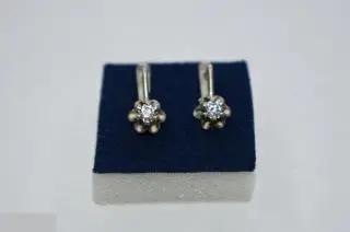 №32/56 серебро СЕРЬГИ СЕРЕБРЯНЫЕСССР 875 проба звезда ФИАНИТ