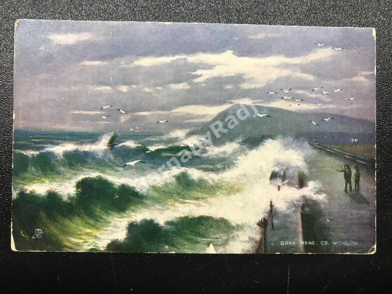 Открытка Raphael Tuck 1906 Бурное море Ирландского побережья Минск Любицкая