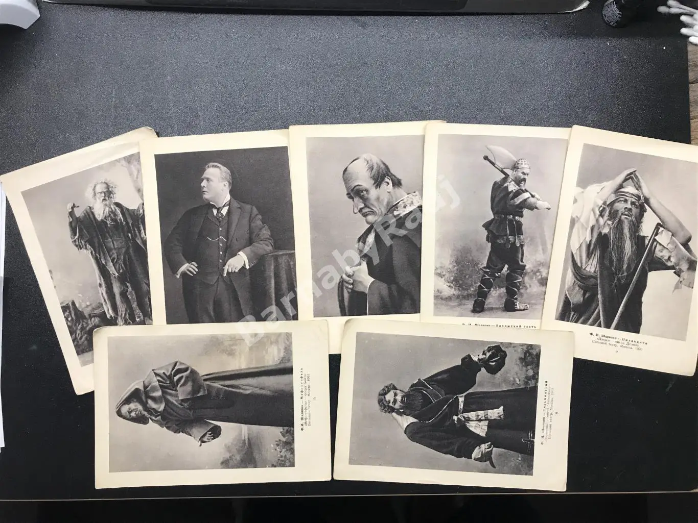 Лот открыток иллюстраций из набора Ф.И. Шаляпин в жизни и в ролях 1947 г. 7 шт