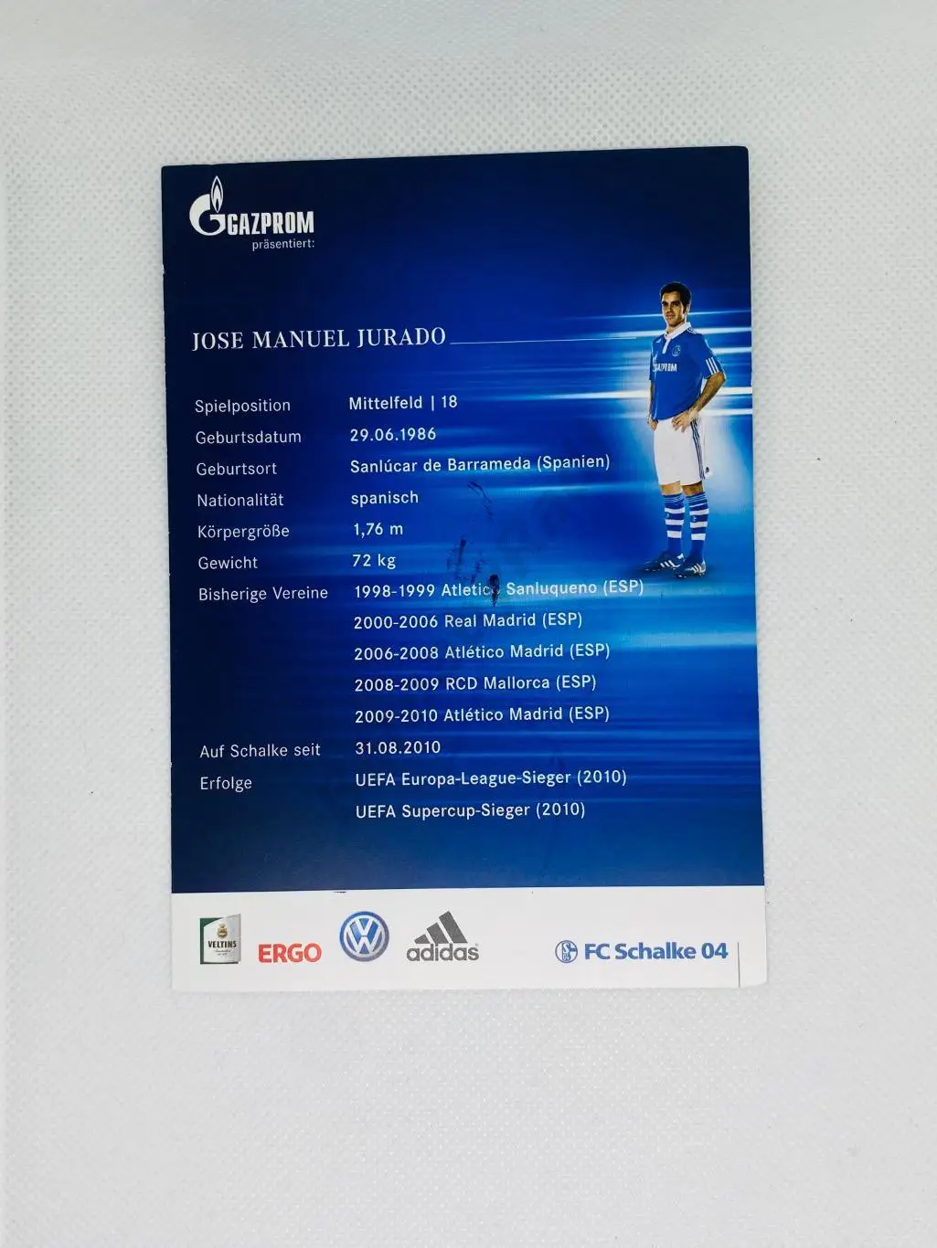 Автограф Хосе Мануэль Хурадо Шальке 04, Спартак М 1