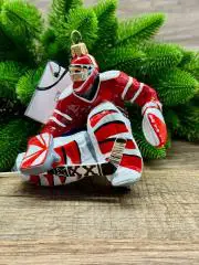 Елочная игрушка Голкипер Хоккей Василевский. Польша, стекло ручная роспись.
