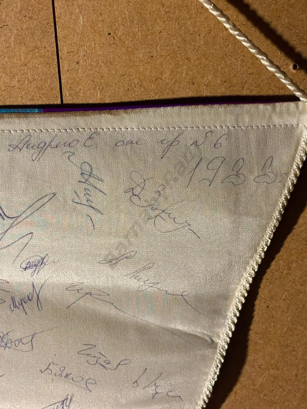 Вымпел ВДСО Трудовые резервы 1988 с автографами 3