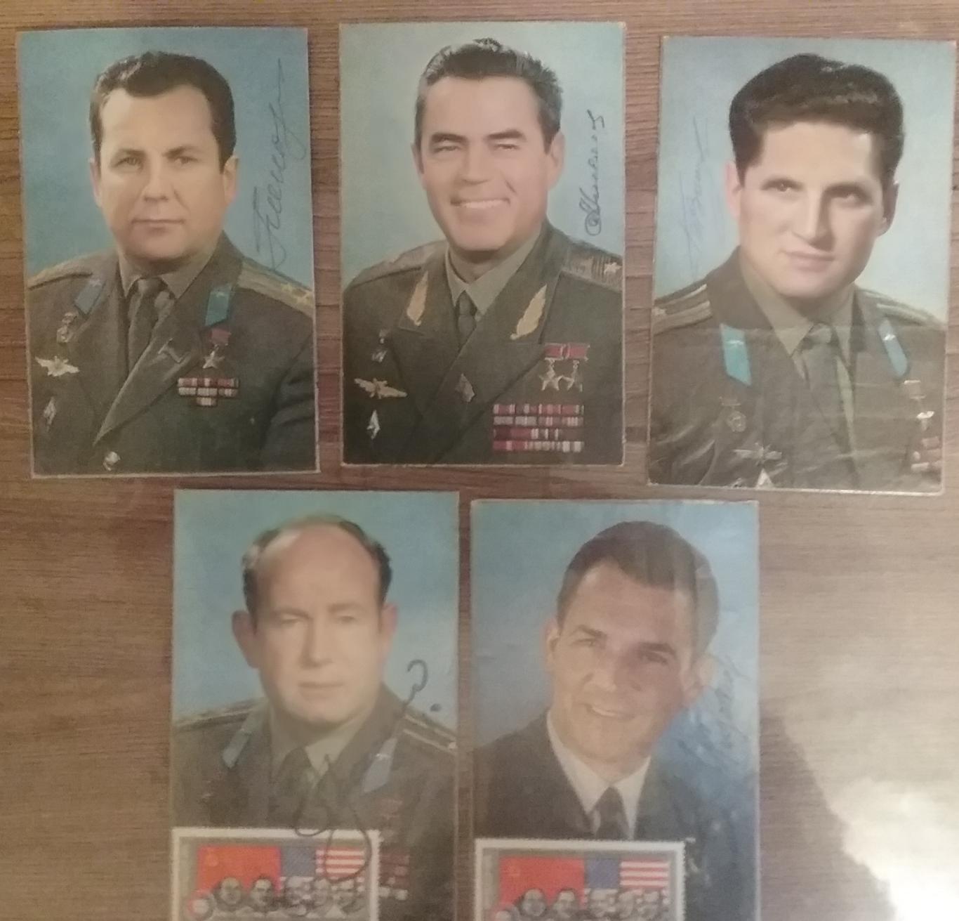 Автографы космонавтов СССР на портретах (5шт)