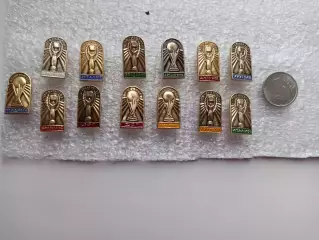 Мировой футбол, Чемпионы мира по футболу, набор, 13 знаков, клеймо