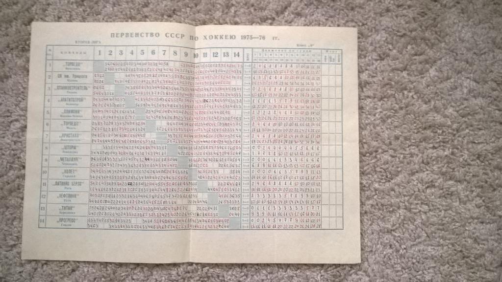 Распродажа, хоккей, календарь игр, сезон 1975/1976, Аппатиты 1