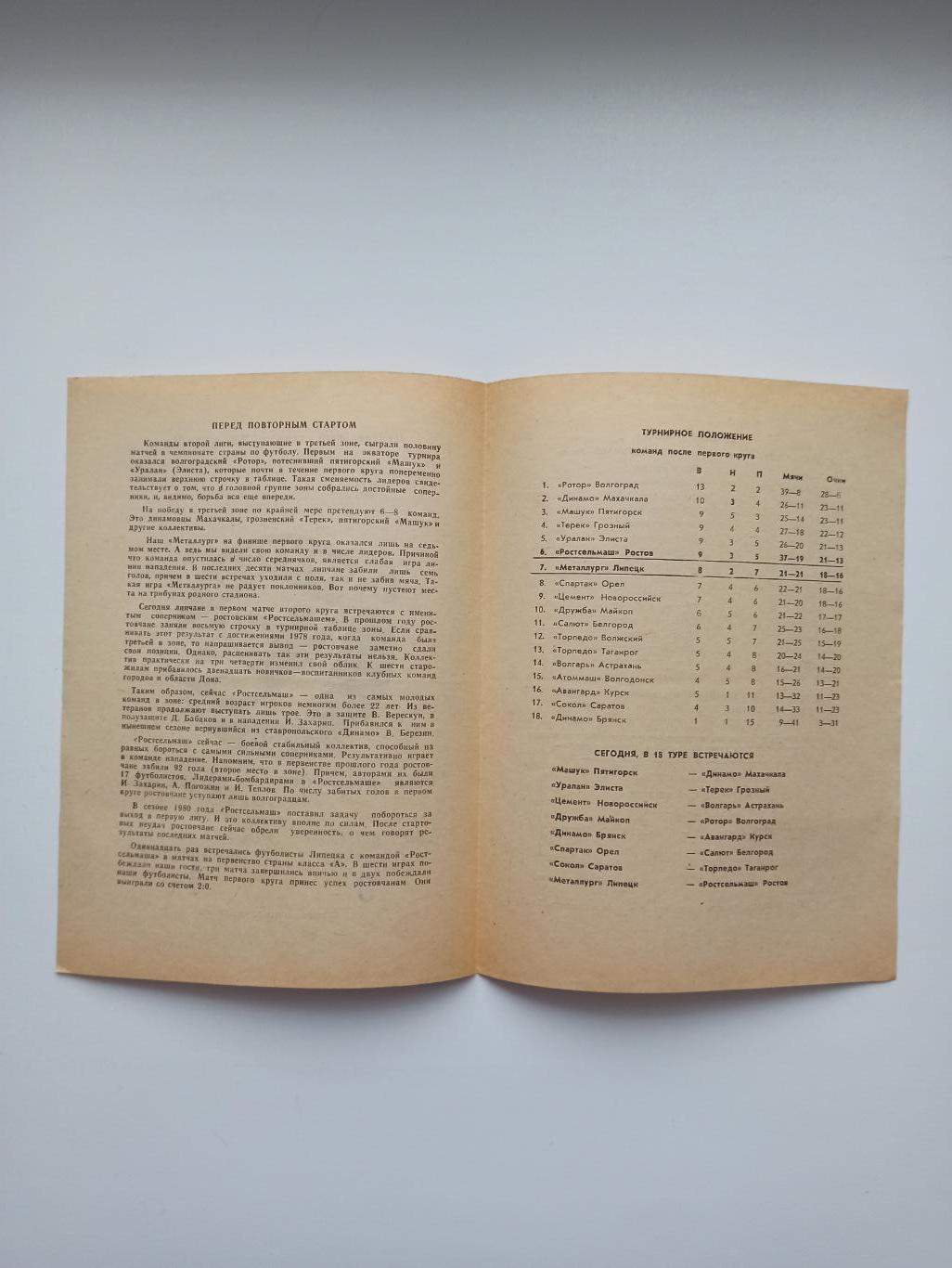 Чемпионат СССР, Металлург (Липецк) - Ростсельмаш (Ростов-на-Дону), 1980г. 1