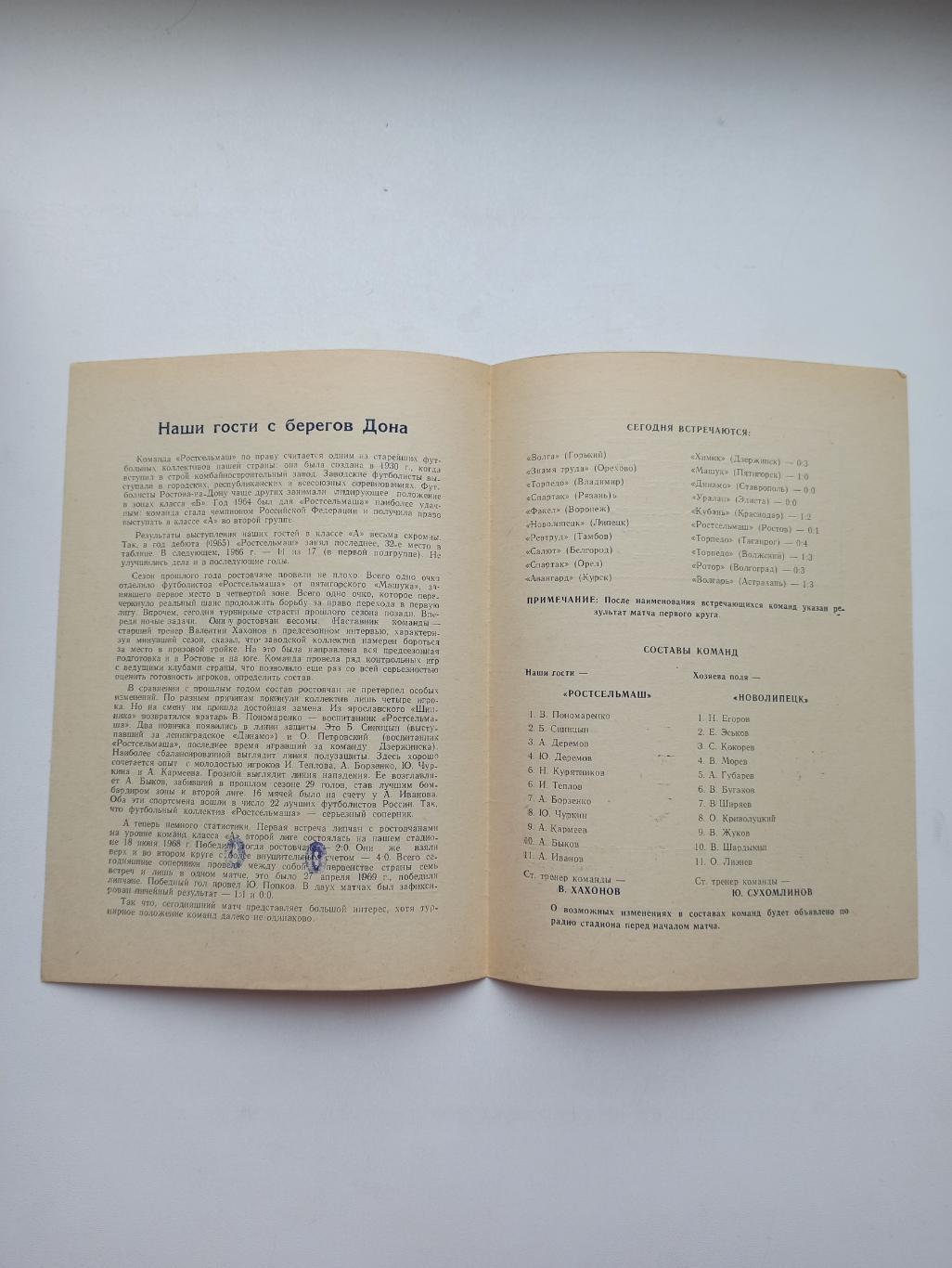 Чемпионат СССР, Новолипецк (Липецк) - Ростсельмаш (Ростов-на-дону), 1977г. 1