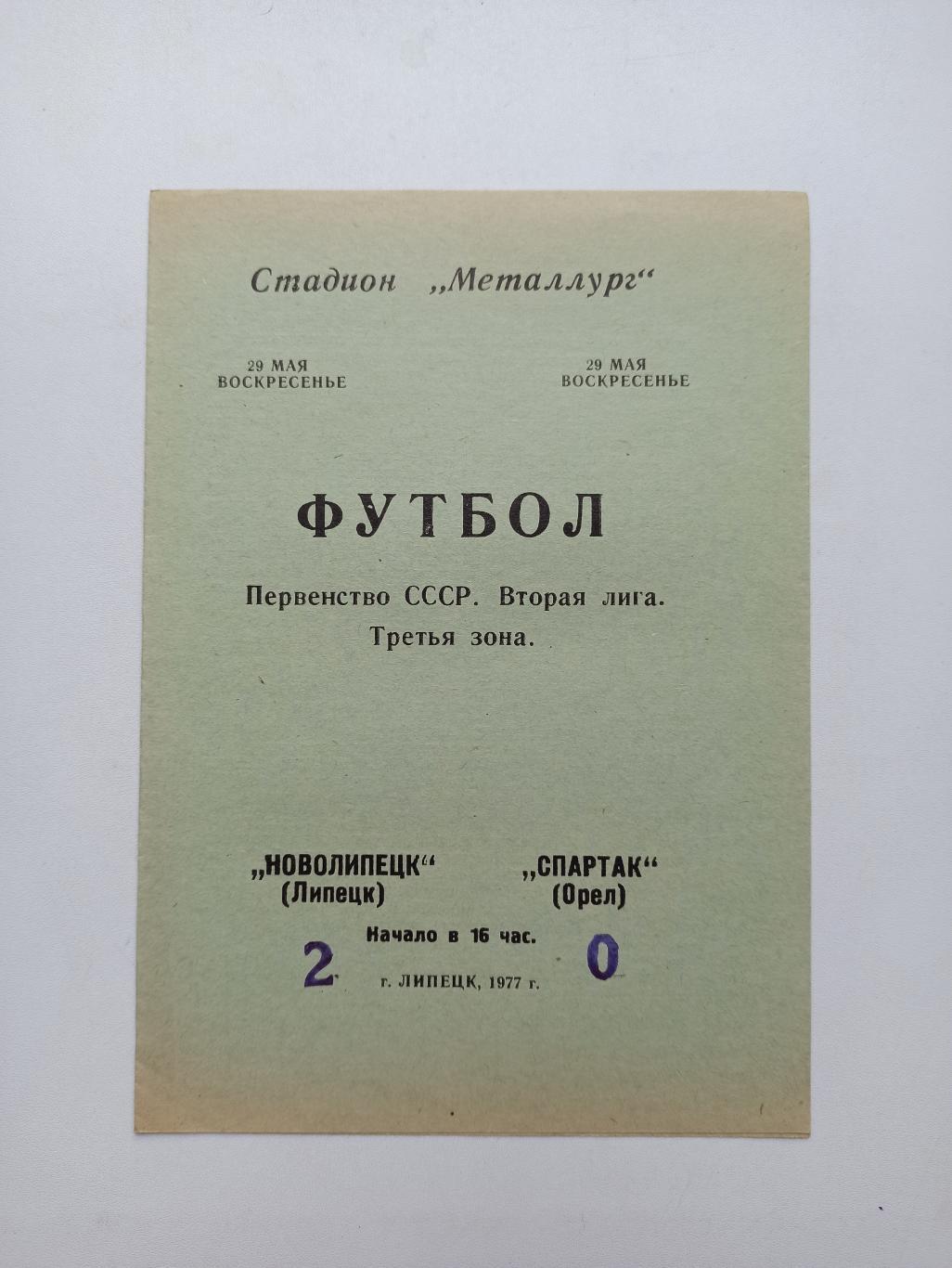 Чемпионат СССР, Новолипецк (Липецк) - Спартак (Орёл), 1977г.