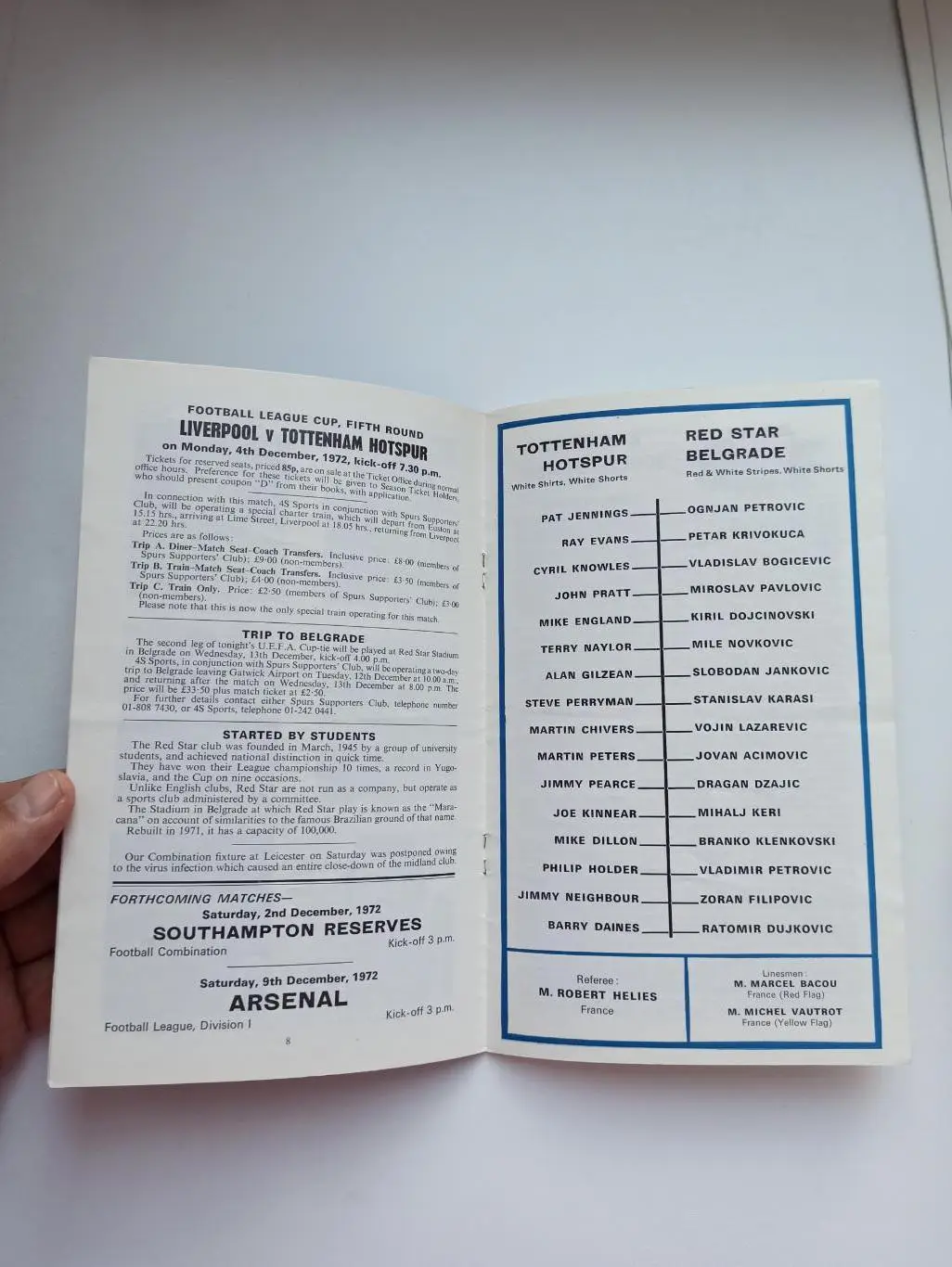 Еврокубки, Кубок УЕФА, Тоттенхэм (Англия) - Ред Стар Белград, 1972г., редкая 3