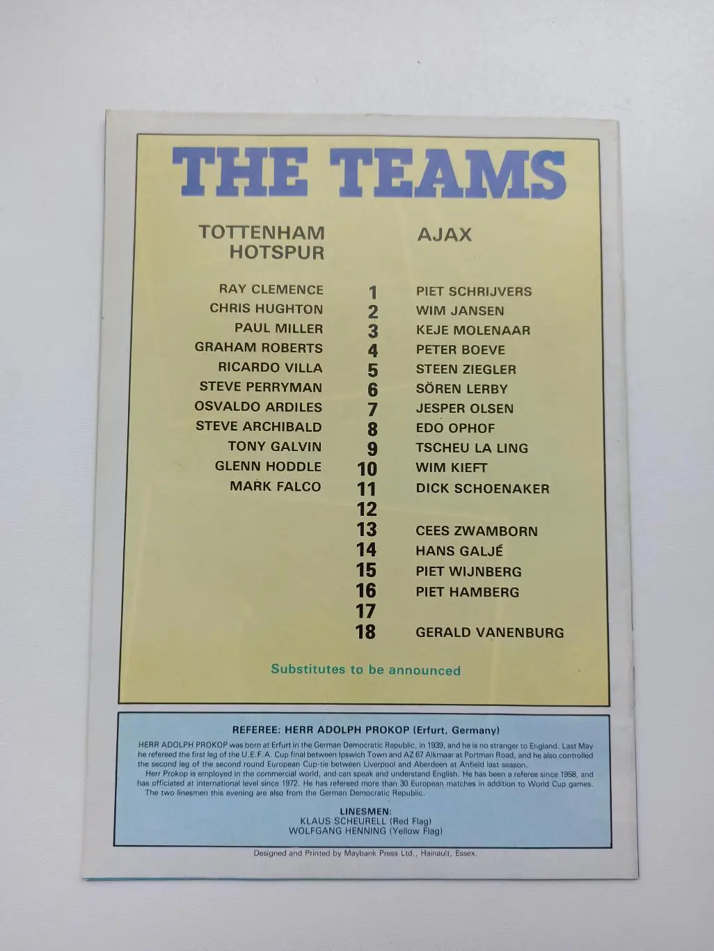 Еврокубки, Кубок Кубков, Тоттенхэм (Англия) - Аякс (Амстердам), 1981г., редкая 4