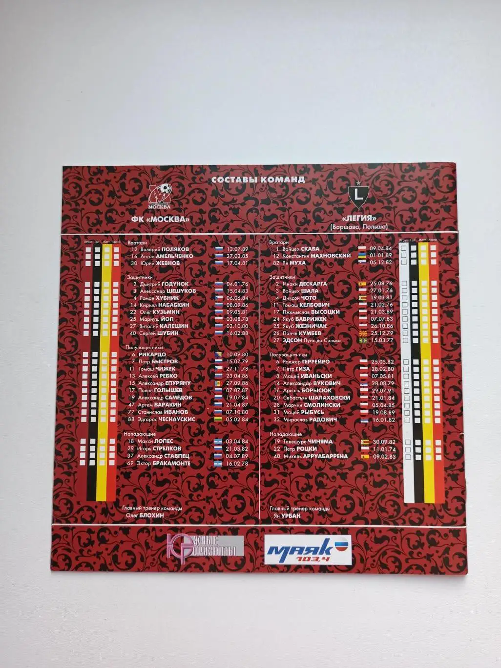 Распродажа, Еврокубки, ФК Москва - Легия (Варшава), 2008, с постером 2