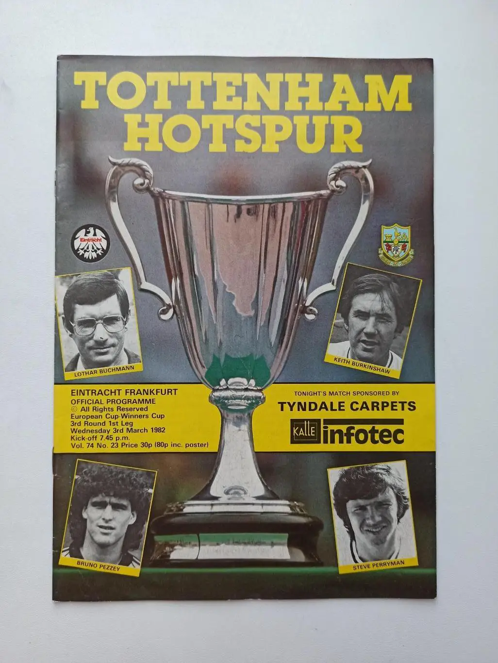 Еврокубки, Тоттенхэм (Англия) - Айнтрахт (Германия), 1982г., редкая