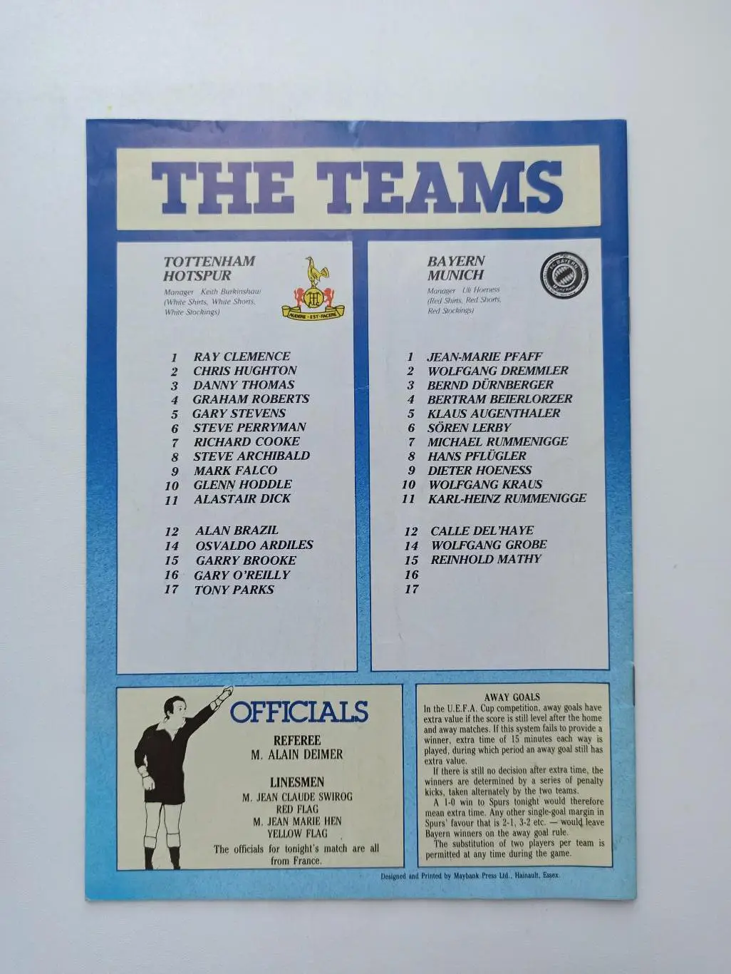 Еврокубки, Тоттенхэм (Англия) - Бавария (Мюнхен), 1983г., редкая 1