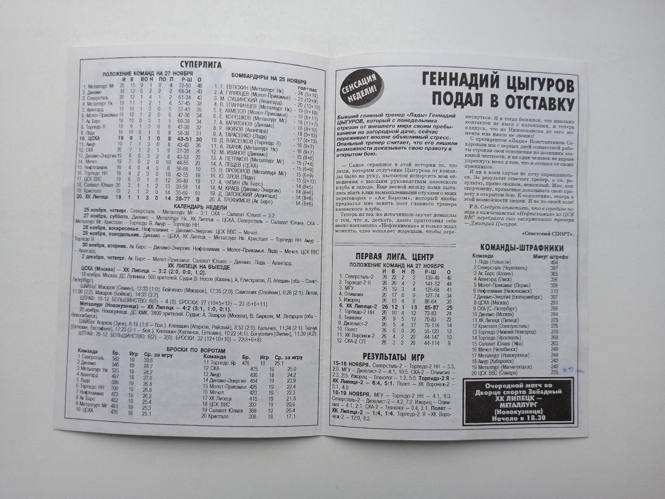 Хоккей, Суперлига, ХК Липецк - ЦСКА (Москва), 1999г. 1