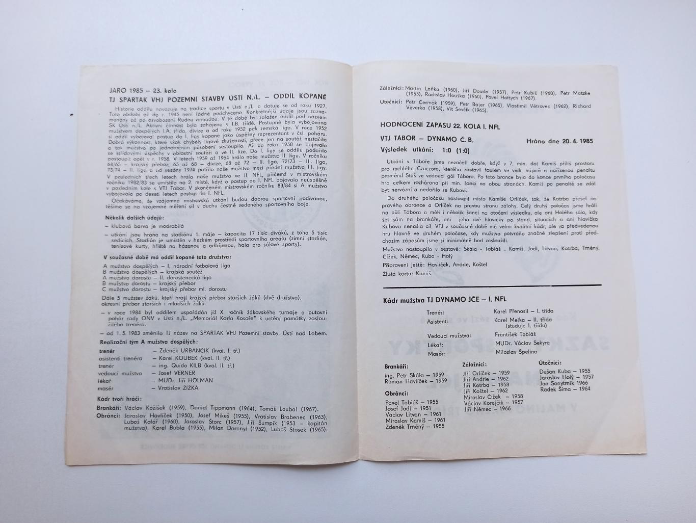 Футбол, Чехословакия, Народная футбольная лига, Динамо-Усти над Лабом, 1985г. 1