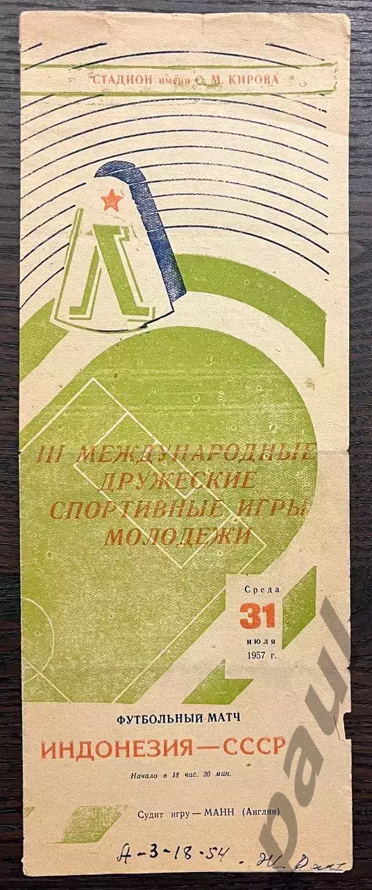 СССР - Индонезия молодежные 1957