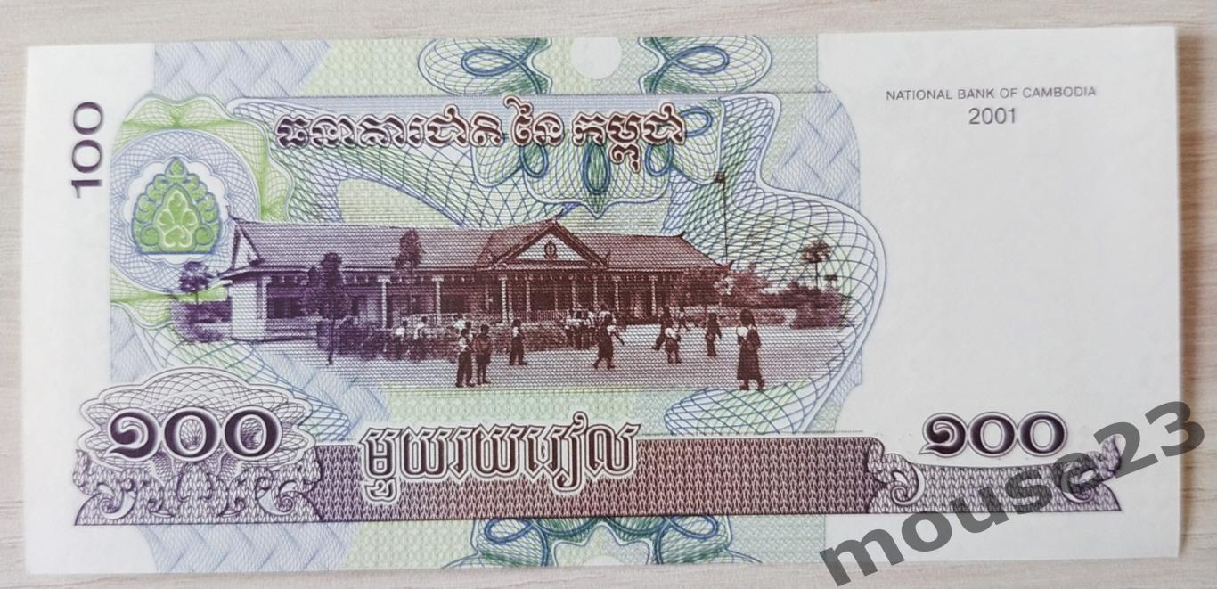 Банкнота 100 риэлей Камбоджа 2001 год . UNC, Пресс. №2 1