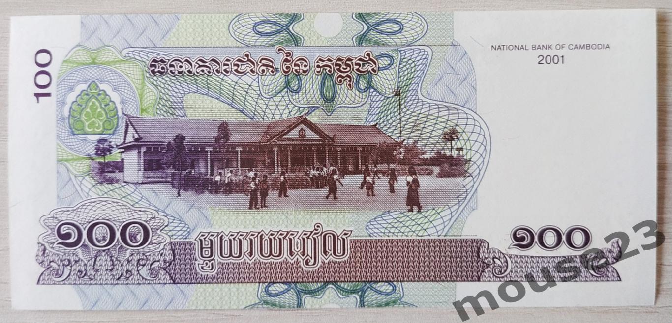 Банкнота 100 риэлей Камбоджа 2001 год . UNC, Пресс. №1 1