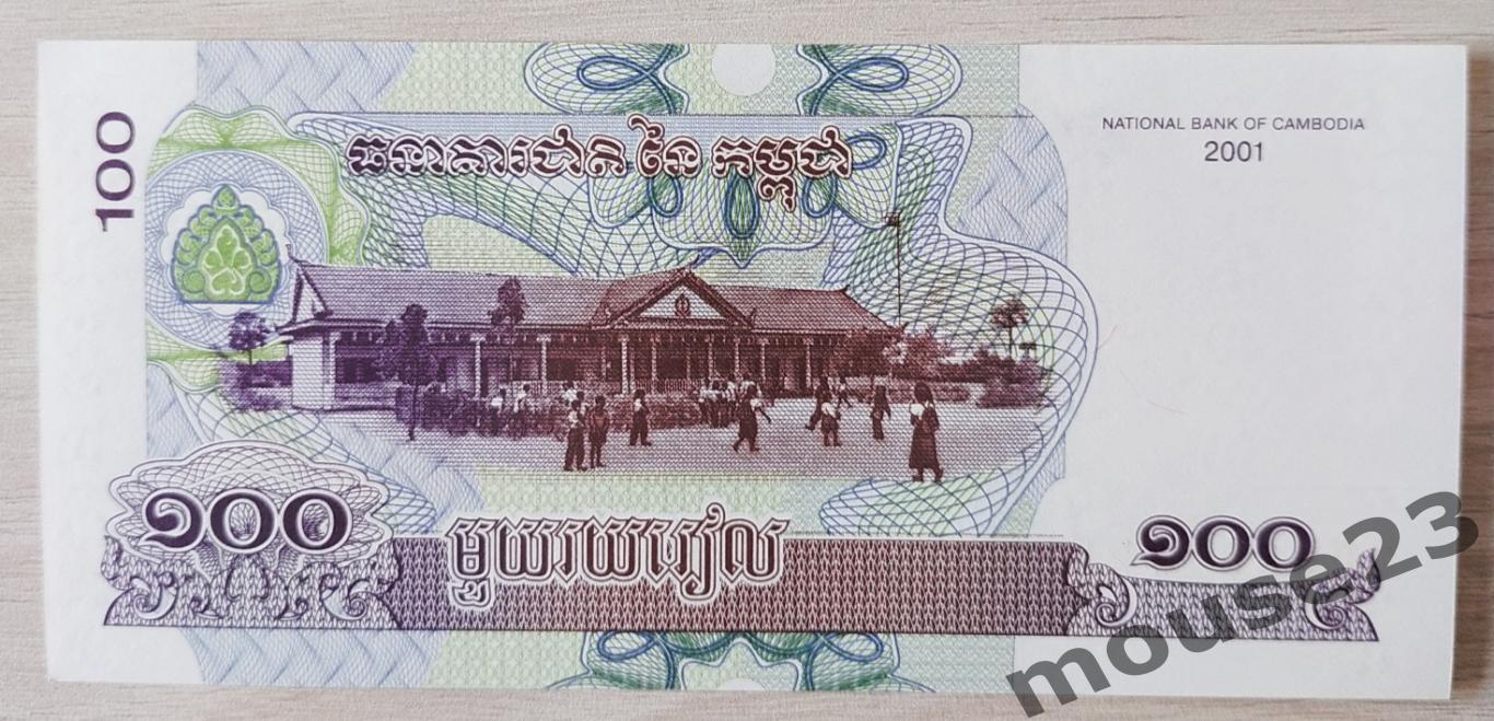 Банкнота 100 риэлей Камбоджа 2001 год . UNC, Пресс. №4 1
