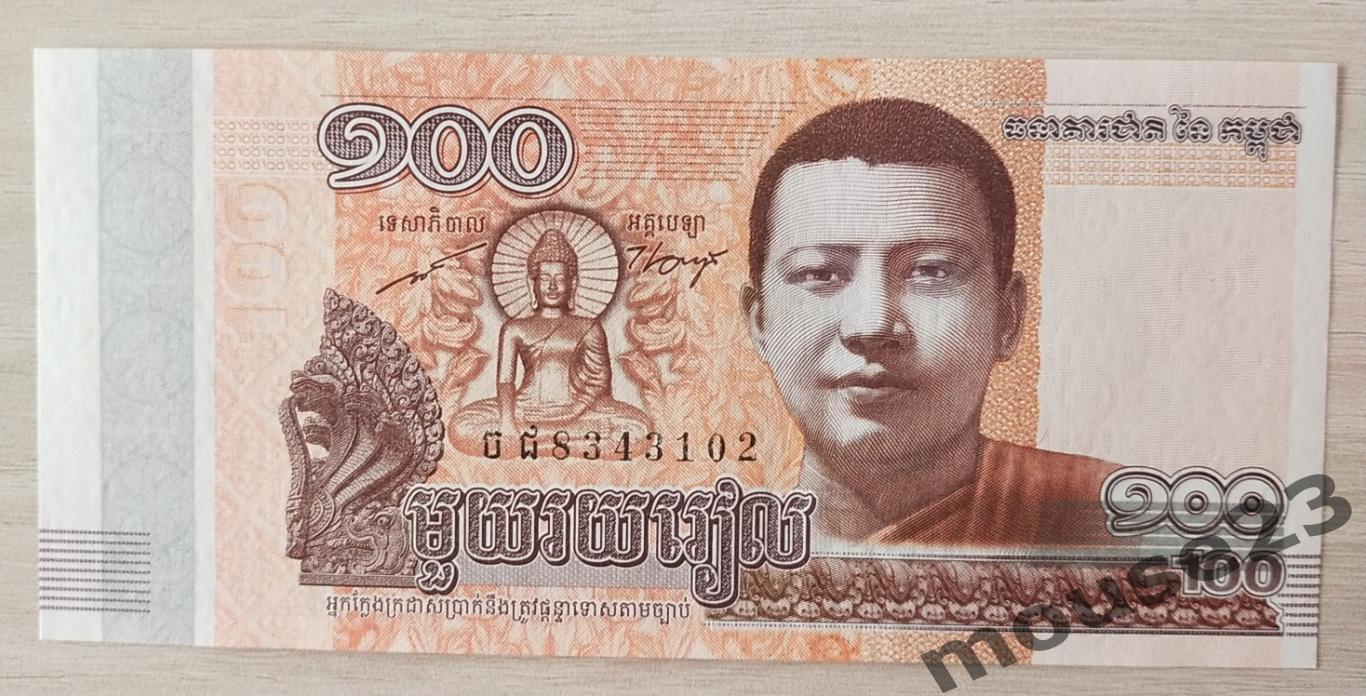Банкнота 100 риэлей Камбоджа 2014 год . UNC, Пресс. №6