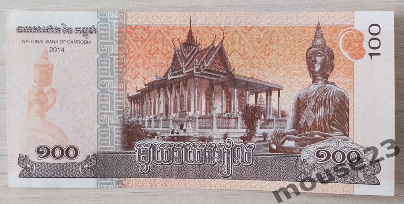 Банкнота 100 риэлей Камбоджа 2014 год . UNC, Пресс. №6 1