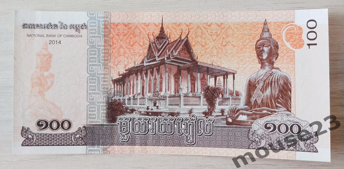 Банкнота 100 риэлей Камбоджа 2014 год . UNC, Пресс. №7 1