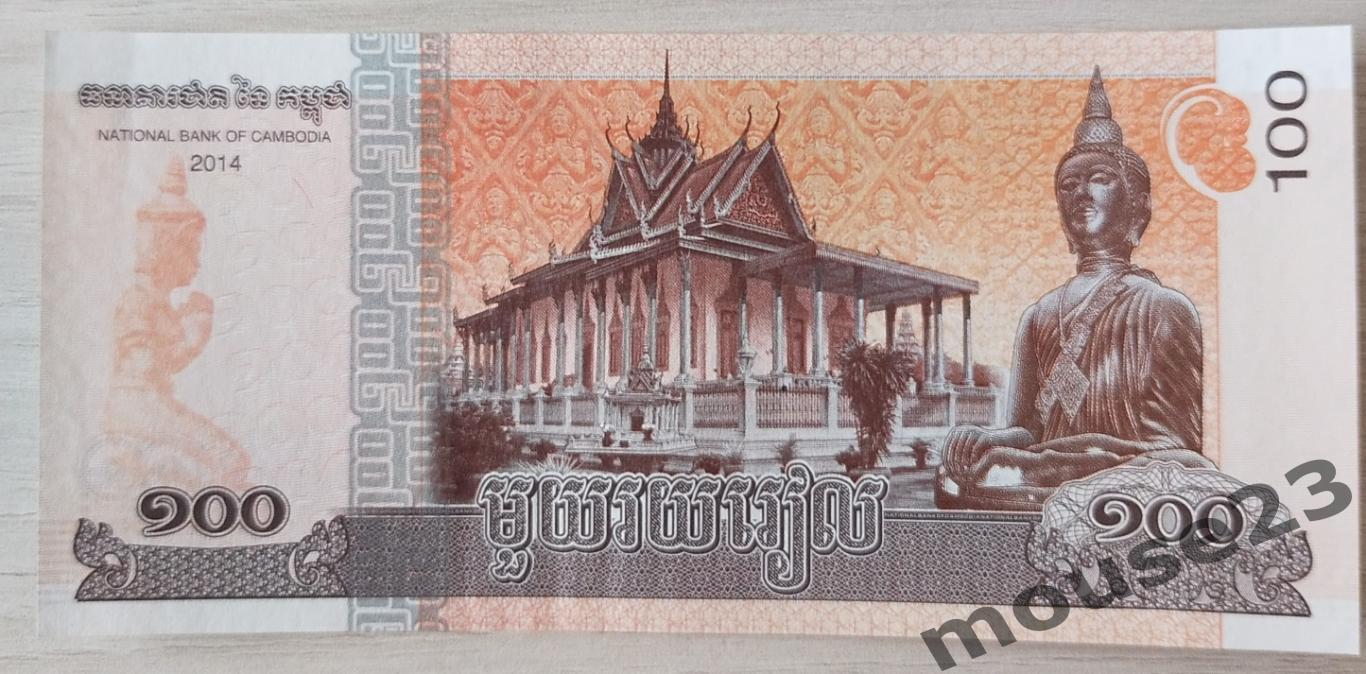 Банкнота 100 риэлей Камбоджа 2014 год . UNC, Пресс. №8 1