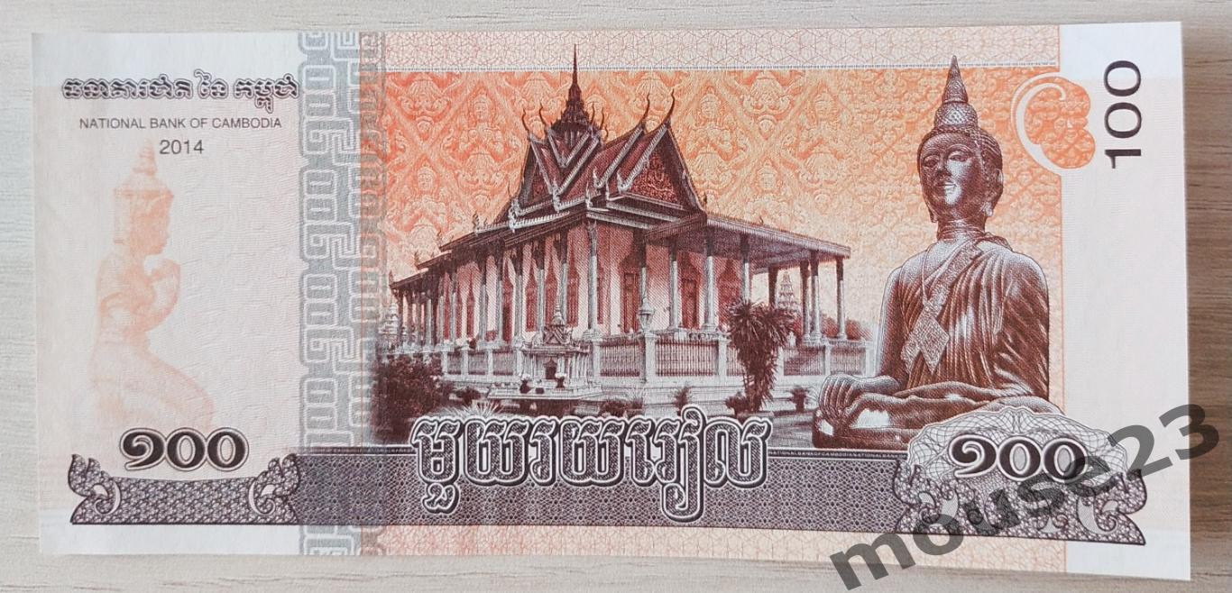 Банкнота 100 риэлей Камбоджа 2014 год . UNC, Пресс. №11 1