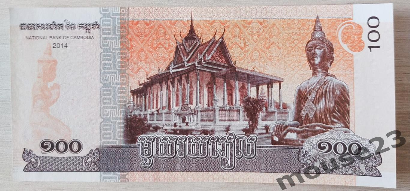 Банкнота 100 риэлей Камбоджа 2014 год . UNC, Пресс. №12 1