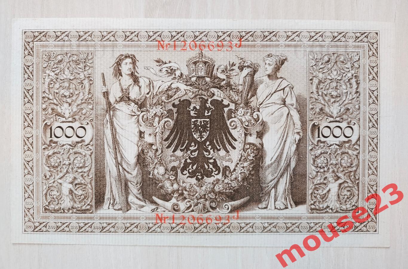 бона ГЕРМАНИЯ 1000 марок 1910 год. 1