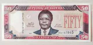 Банкнота Либерия 50 долларов 2011 годаUNC