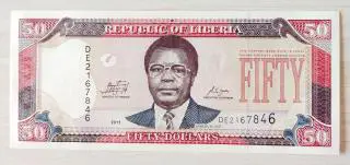 Банкнота Либерия 50 долларов 2011 годаUNC
