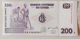 Конго Банкнота 200 франков 2007 год UNC