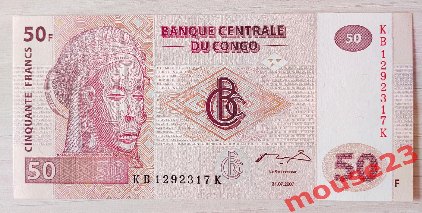 Конго Банкнота 50 франков 2007 год UNC