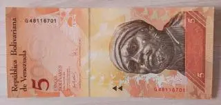 Венесуэла Банкнота 5 боливаров 2007 годUNC