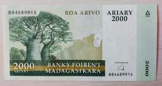 Мадагаскар Банкнота 2000 ариари 2009 год UNC ( 4 )
