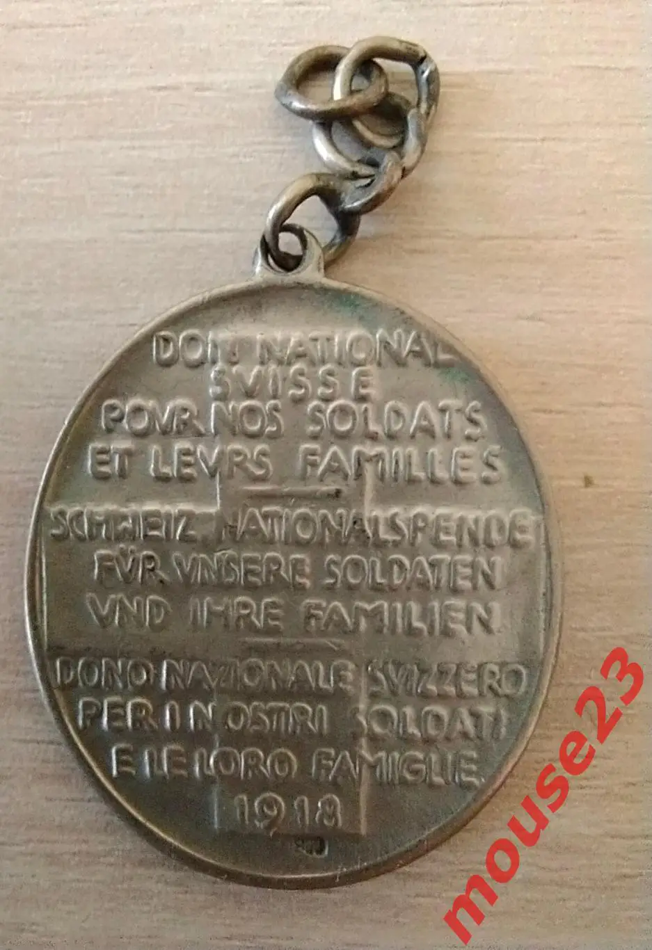 Швейцария Знак 1918 г.Фонд Национальных Пожертвований ветеранам ПМВ серебро 800 1