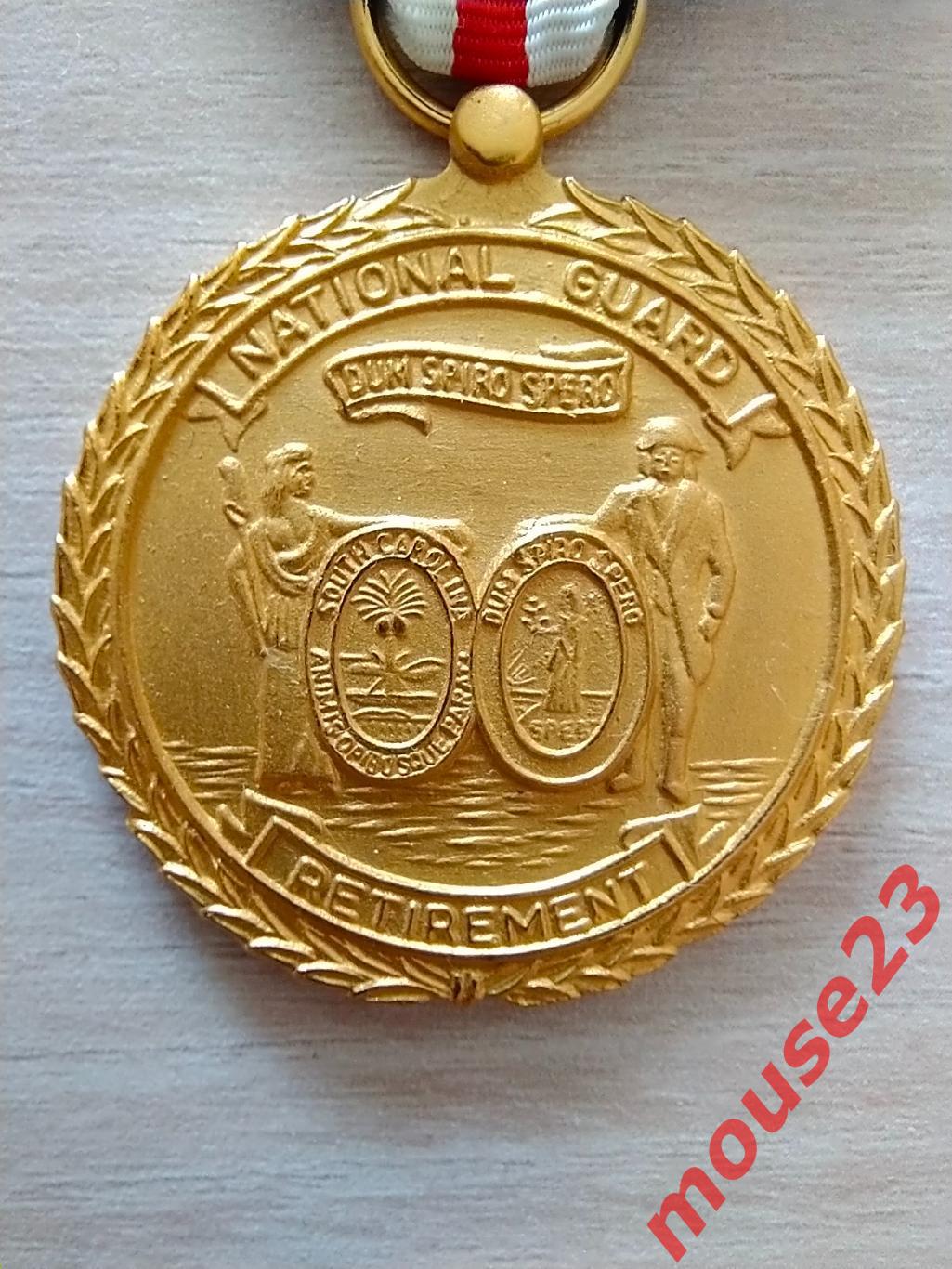 Пенсионная медаль Южной Каролины национальной гвардии. США 1