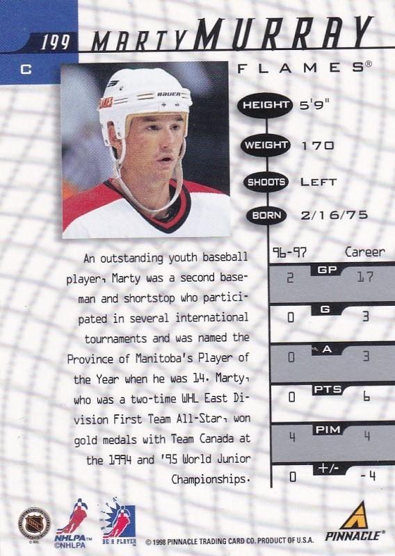 1997-98 Pinnacle Be A Player - [Base] - Autographs #199 Marty Murray 1