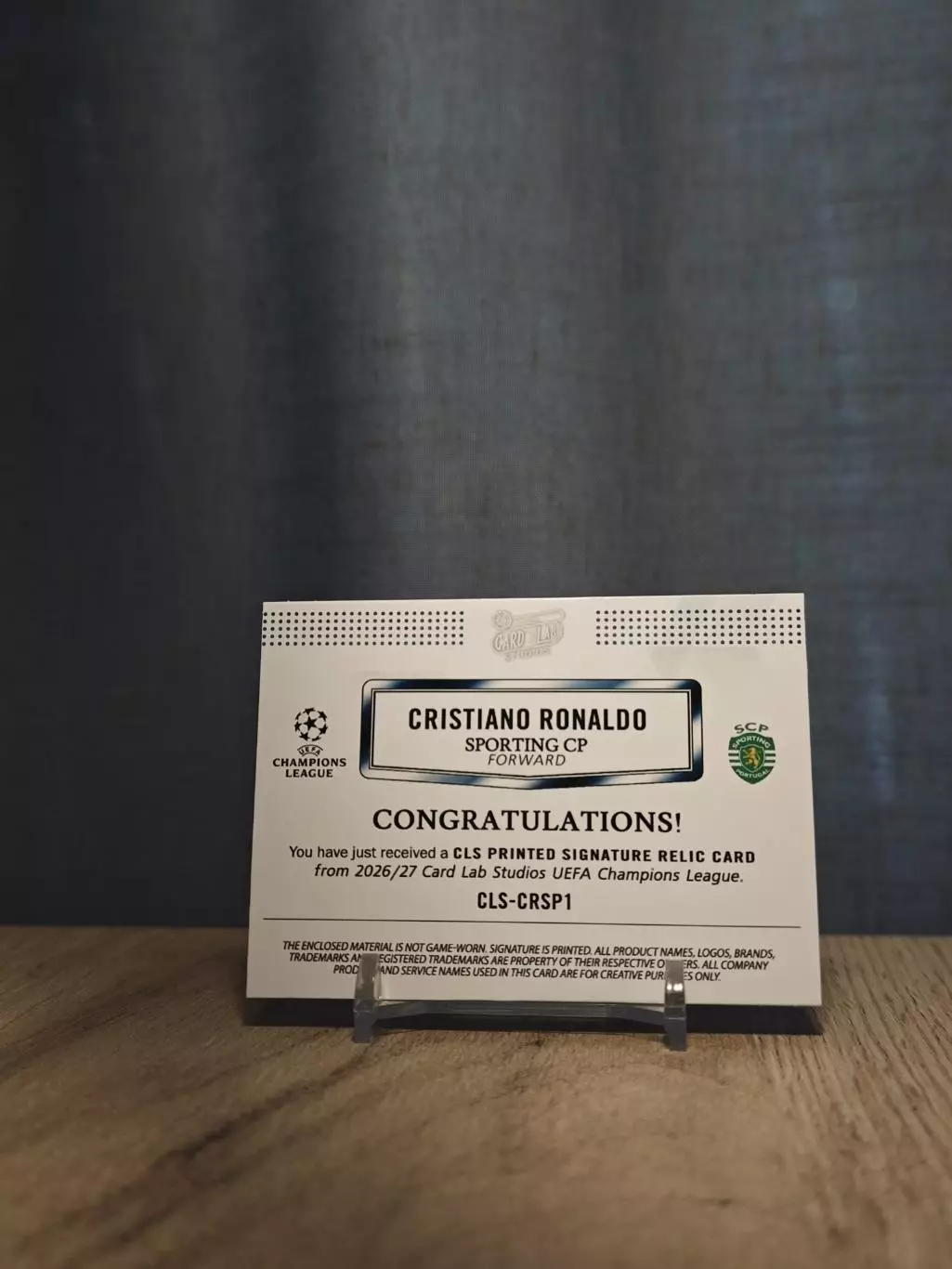 1/1 CLS Dynasty UCL Cristiano Ronaldo Sporting2 1