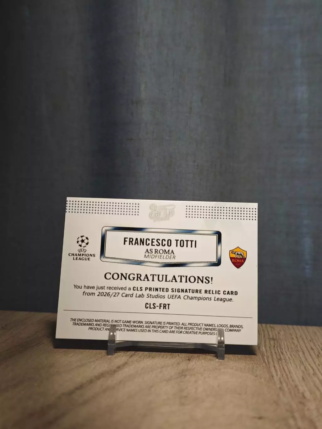 1/1 CLS Dynasty UCL Francesco Totti 1