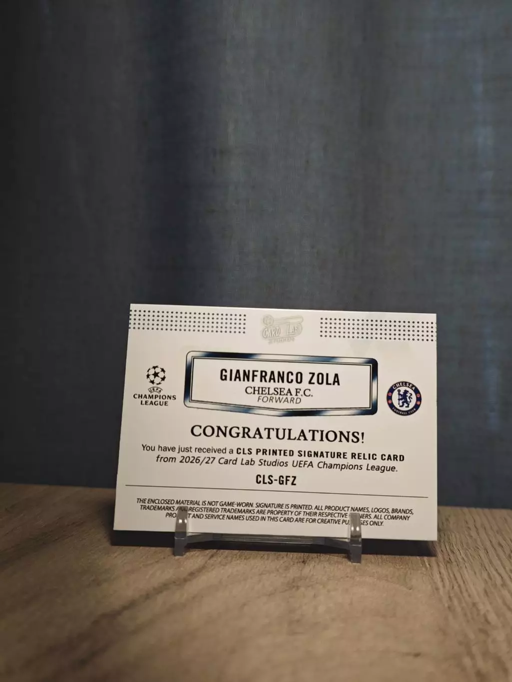 1/1 CLS Dynasty UCL Gianfranco Zola 1
