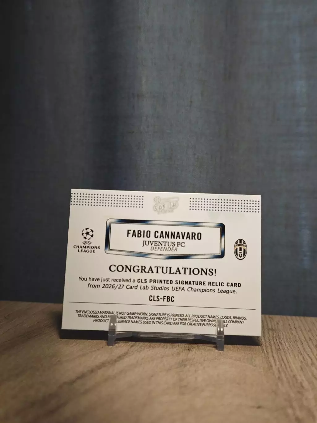 1/1 CLS Dynasty UCL Fabio Cannavaro 1