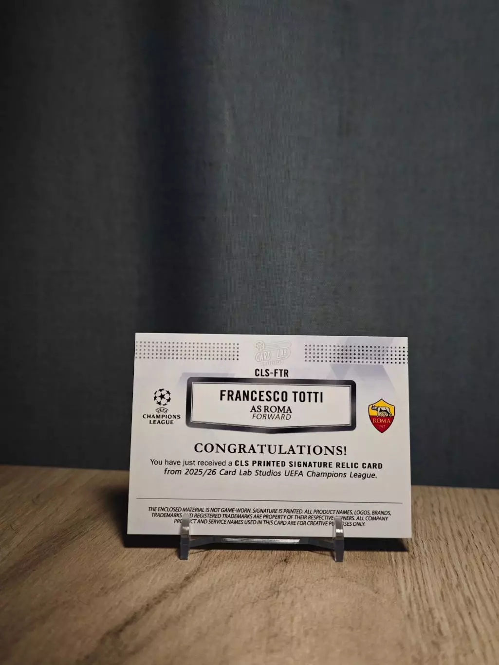 1/1 CLS Dynasty UCL Francesco Totti Roma 1