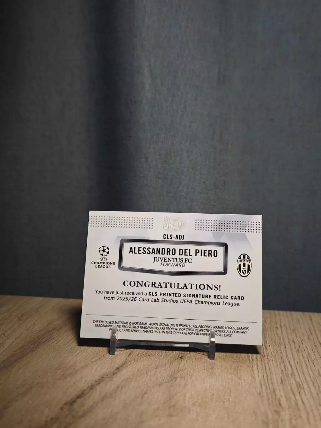 1/1 CLS Dynasty UCL Alessandro Del Piero 1