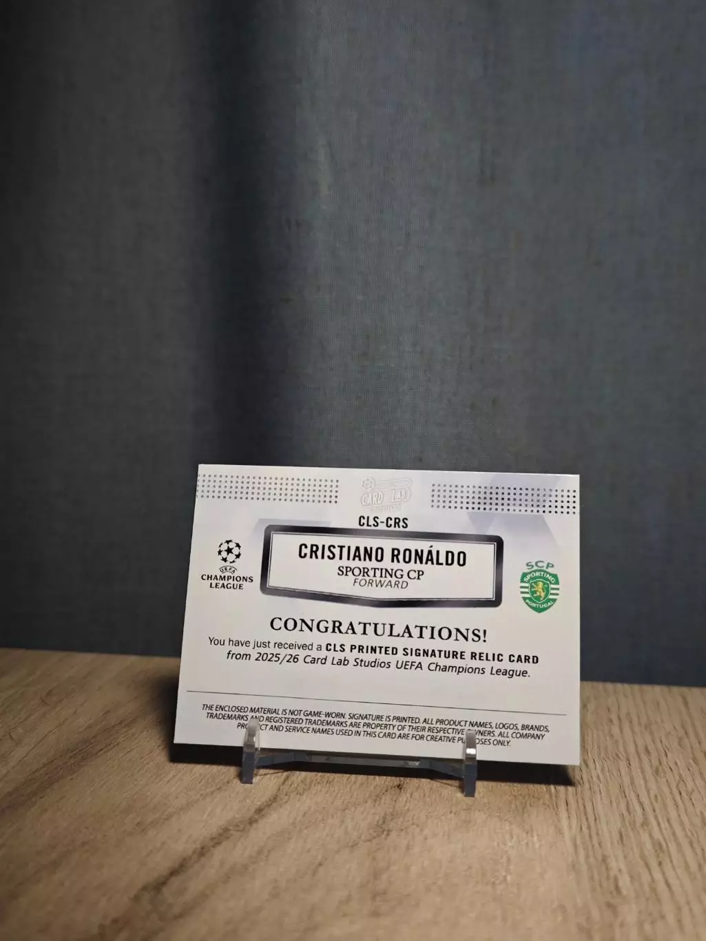 1/1 CLS Dynasty UCL Cristiano Ronaldo Sporting Lisboa 1