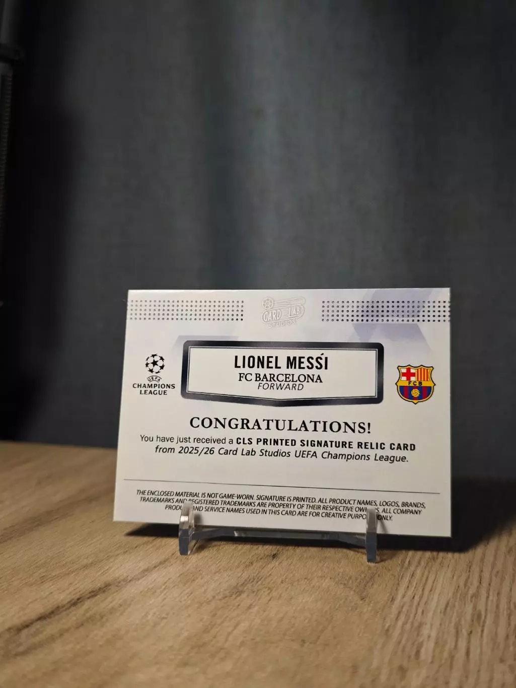 1/1 CLS Dynasty UCL Lionel Messi laser silver 1