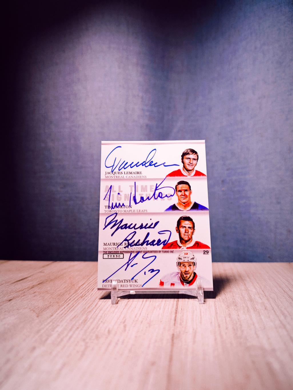 Turbo Flawless Signatures Richard/Ratelle/Parent/Hasek/Horton/Datsyuk 1