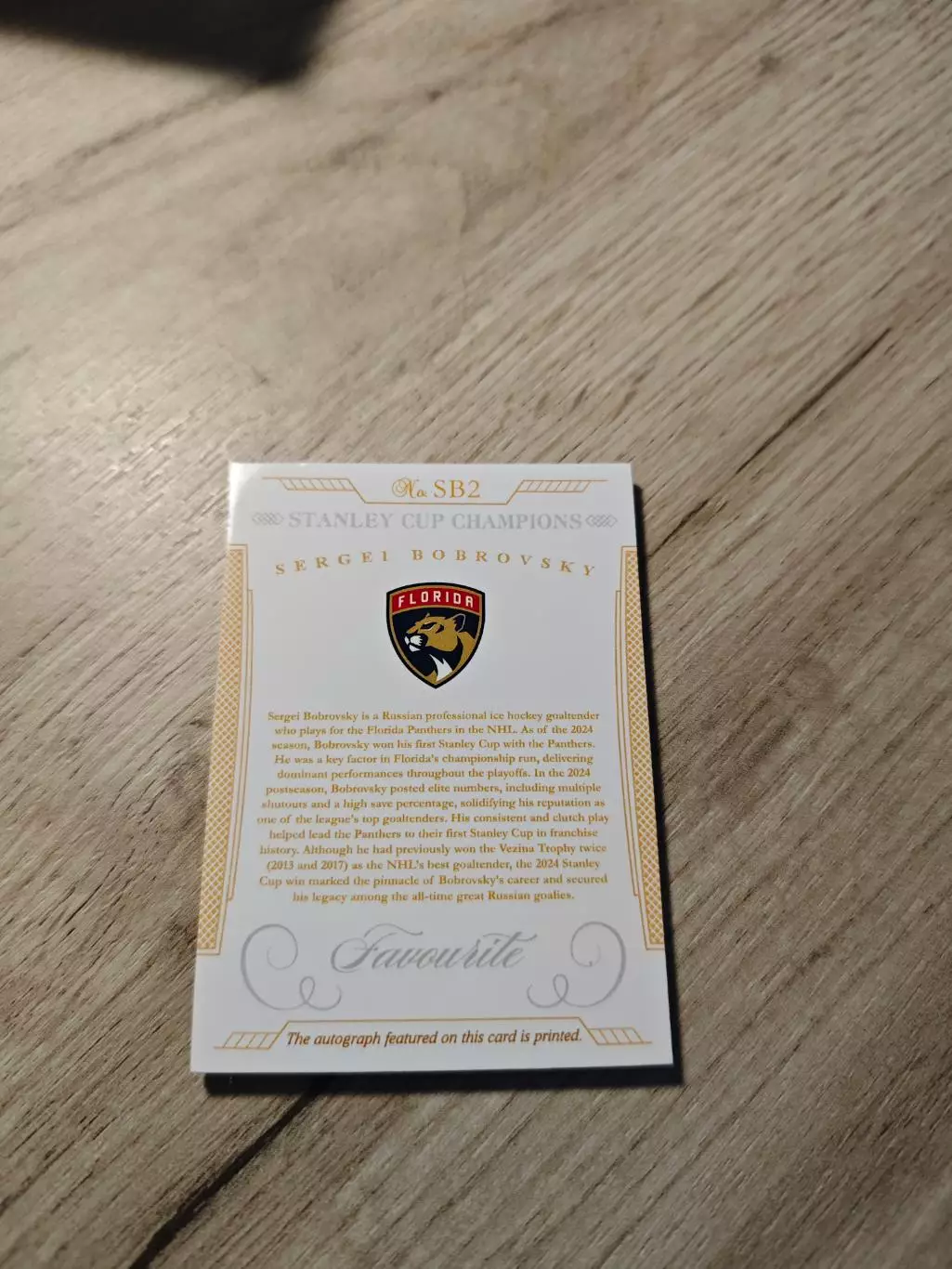 CLS Stanley Cup Champions Sergei Bobrovsky Сергей Бобровский автограф 1